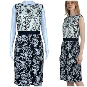 Tadashi Shoji Floral Embroidered Sleeveless Sheath Dress Size M Event Cocktail